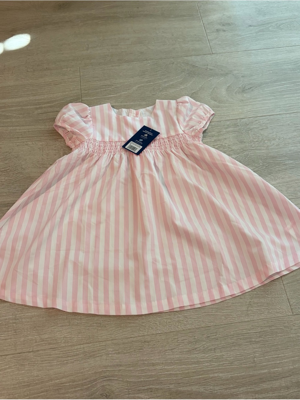 NWT RUFFLE BUTTS Pink Striped Smocked Waist Kids Dress